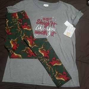 Lularoe Liv T And OS Holiday Leggings